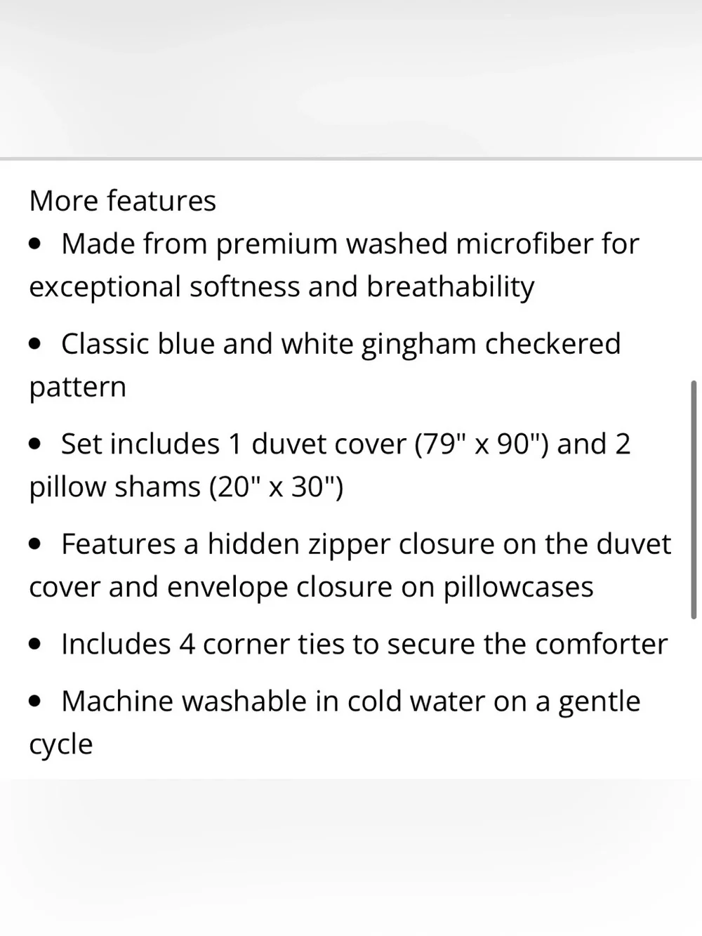 FULL SIZE Ultra-Soft GINGHAM Duvet Set 100% Washed Microfiber - BLUE & WHITE